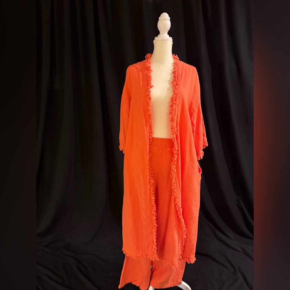 Vibrant Orange Kimono Set